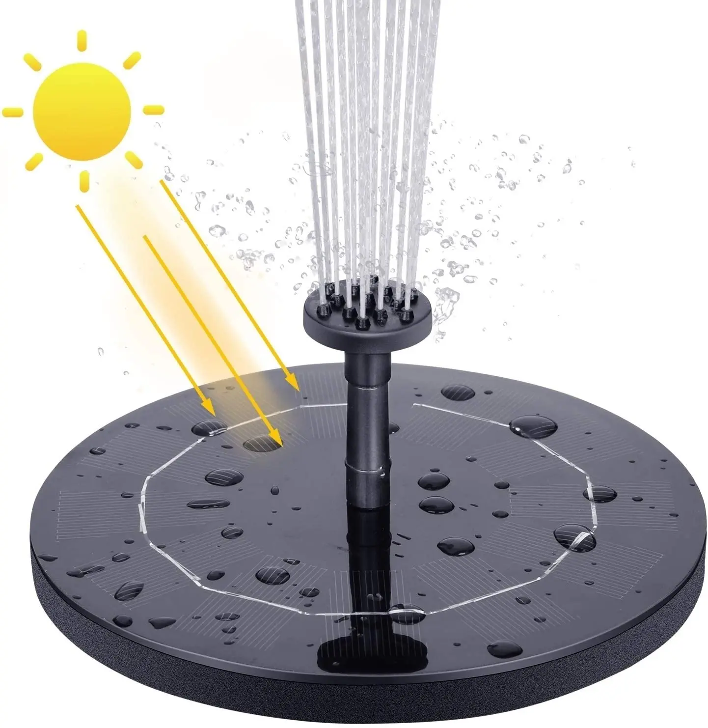 

Солнечный фонтан 2,5 Вт, плавающий солнечный фонтан с 6 насадками, сад, птица, бассейн, открытый пруд.