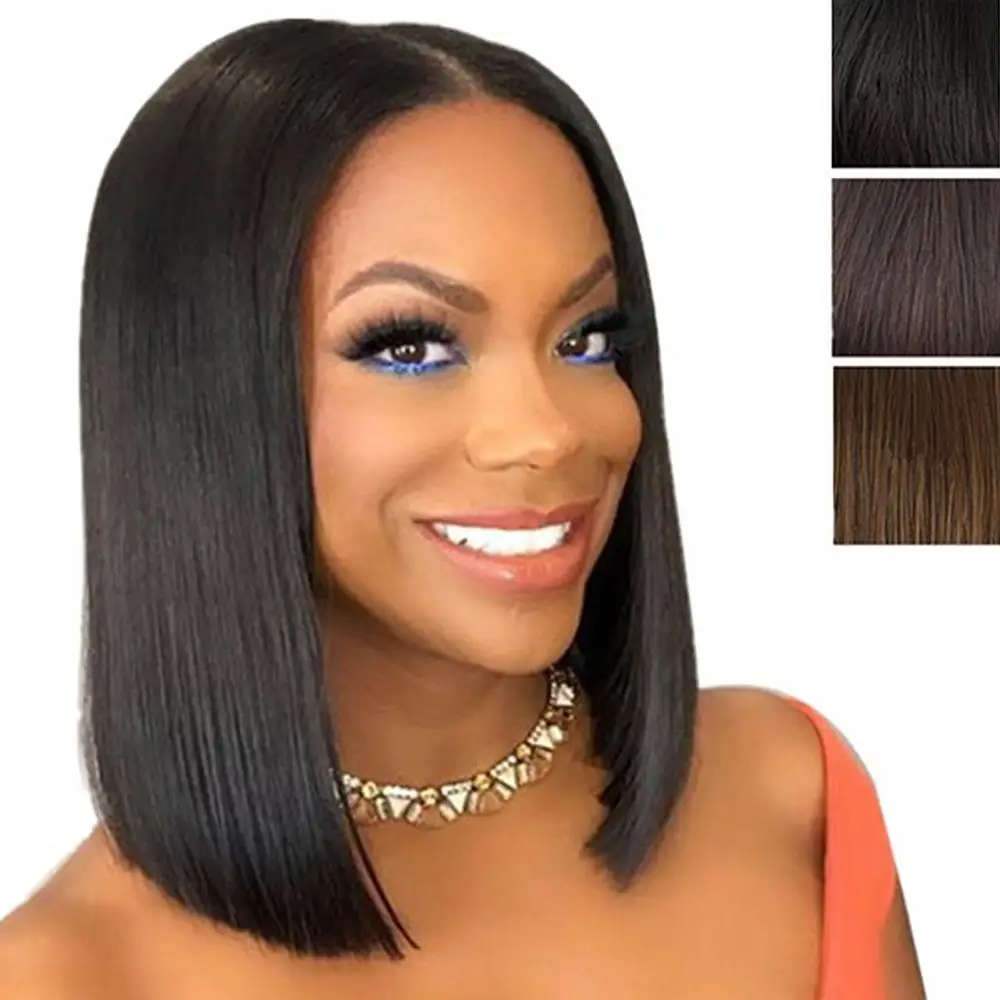 Highlight Short Bob Wigs Women Natural Straight Hair Straight Bob Wig Heat Resistant Fiber Natural Hairline Hair Synthetic Wig