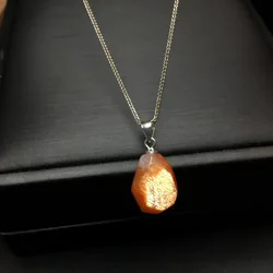 1 Pc Fengbaowu Natural Gold Sunstone Pendant 925 Sterling Silver Irregular Faceted Stone Fashion Jewelry Gift For Women