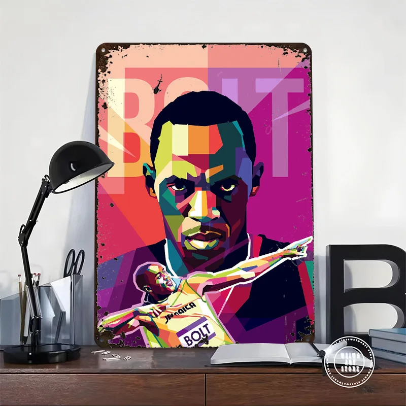 Usain Bolt Poster Customized Vintage Metal Signs Wall Art Retro Tin Plaque for Custom Plate Wand Deko House Luxury Decoration