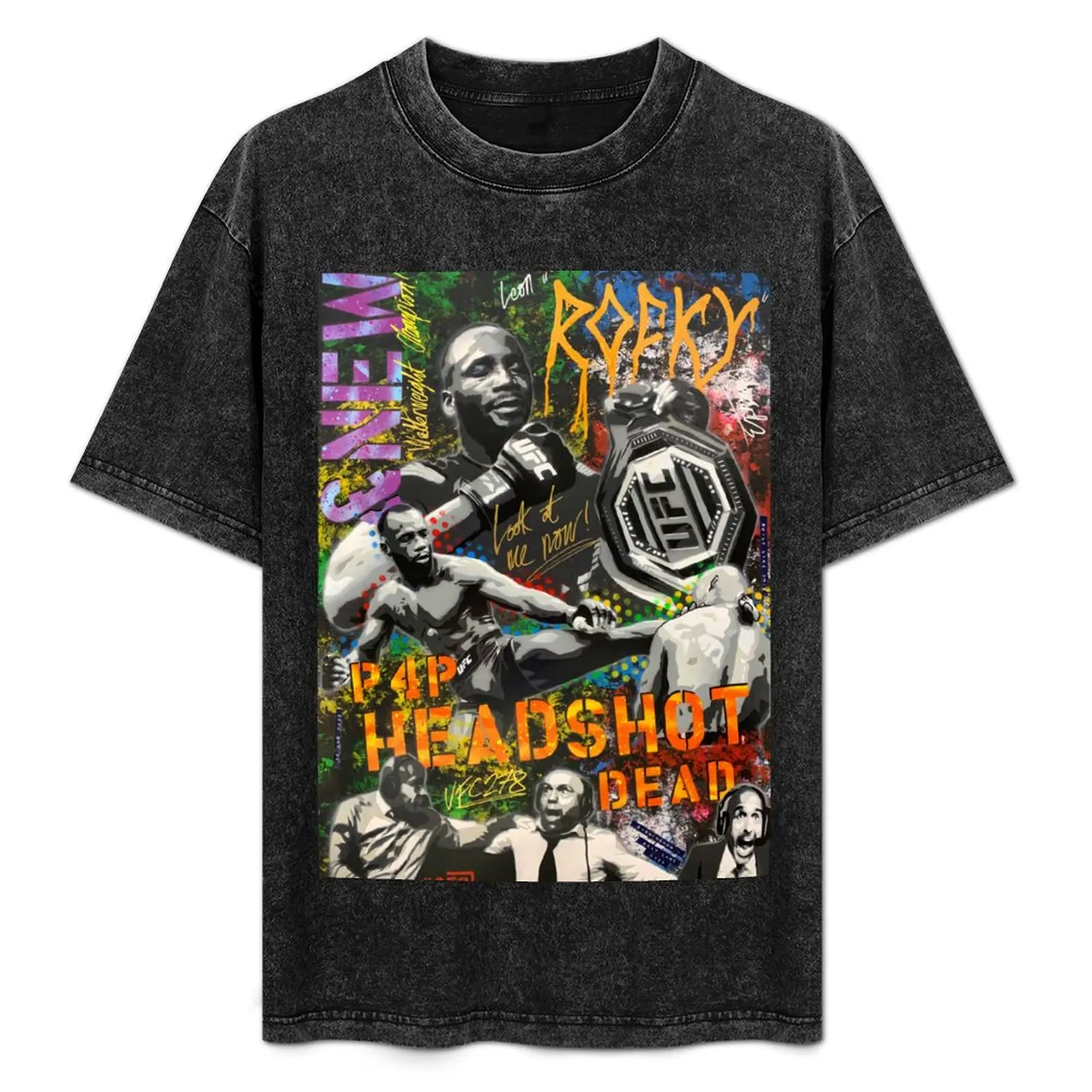 Headshot Dead - Leon Edwards graffiti painting by 4658 T-Shirt summer top shirts graphic vintage clothes workout shirts for men