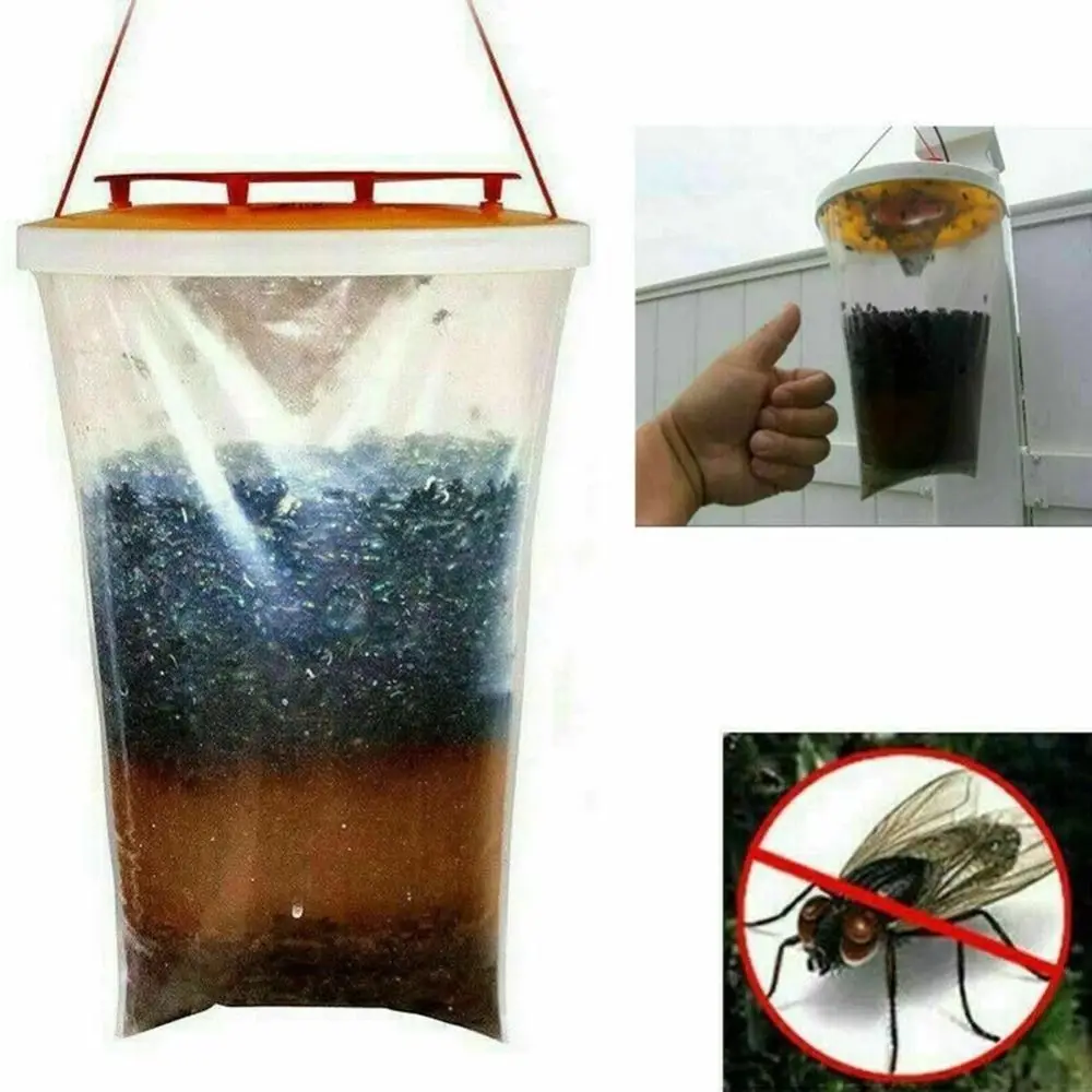 

Easy Catch Fly Insects Trap Hot Hanging Pest Trap Red Top Fly Trap Bag Catcher Non-toxic Pest Control Bag Outdoor