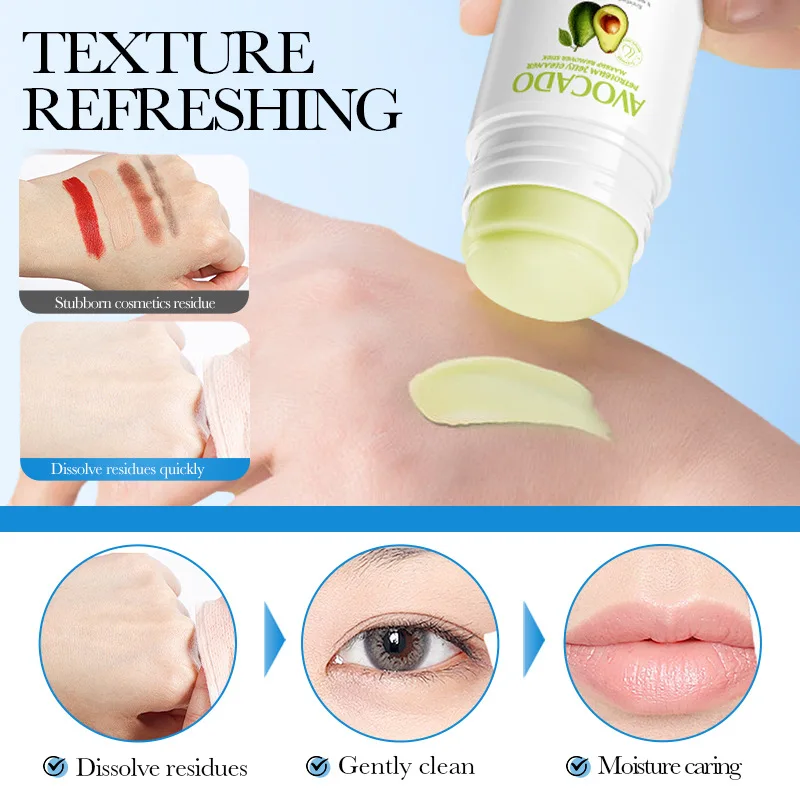 Avocado Makeup Remover Stick ​​Portable Deep Cleansing Pore Cream Stick Remover Balm makeup Facial Skin Care Cosmetics