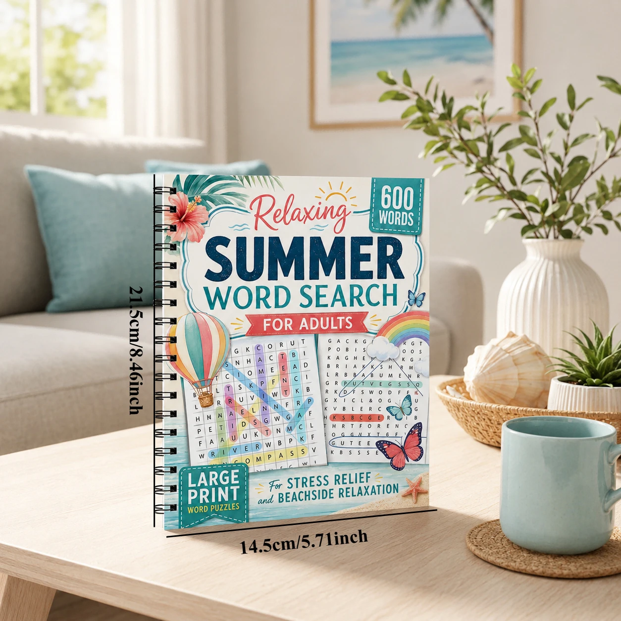 Summer Word Search for Adults | Large Print 600 Words Relaxing Puzzle Book for Stress Relief