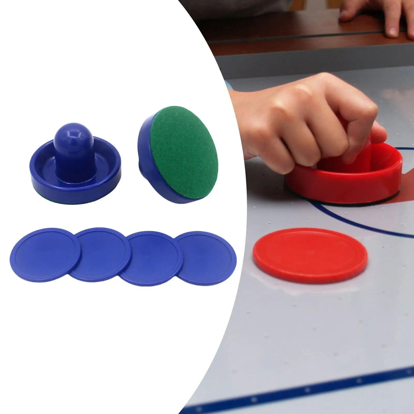 Air Hockey Game Accessories PP Pushers with Pucks Thick Base Fast Glide Tabletop Mini Air Hockey