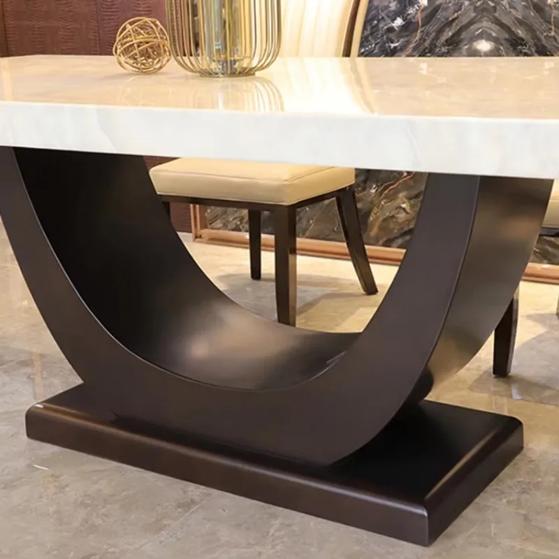 Luxury marble dining table 6 8 10 seats dining room furniture solid wood frame furniture dining table set - Image 3