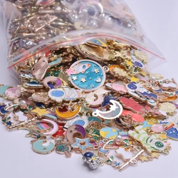 10/30/50Pcs Random Styles Universe Earth Planet Moon Star Charms Enamel Rocket Spacecraft Astronaut Pendant Jewelry Finding Bulk
