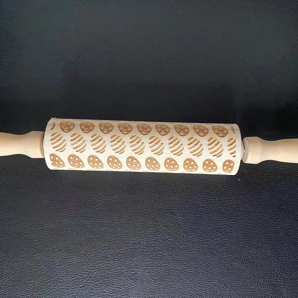 

Carved Rolling Pin Wooden Dough Pastry Roller For Fondant Cake Noodle Baking Tool Kitchen Supplies Egg Pattern Ideal For