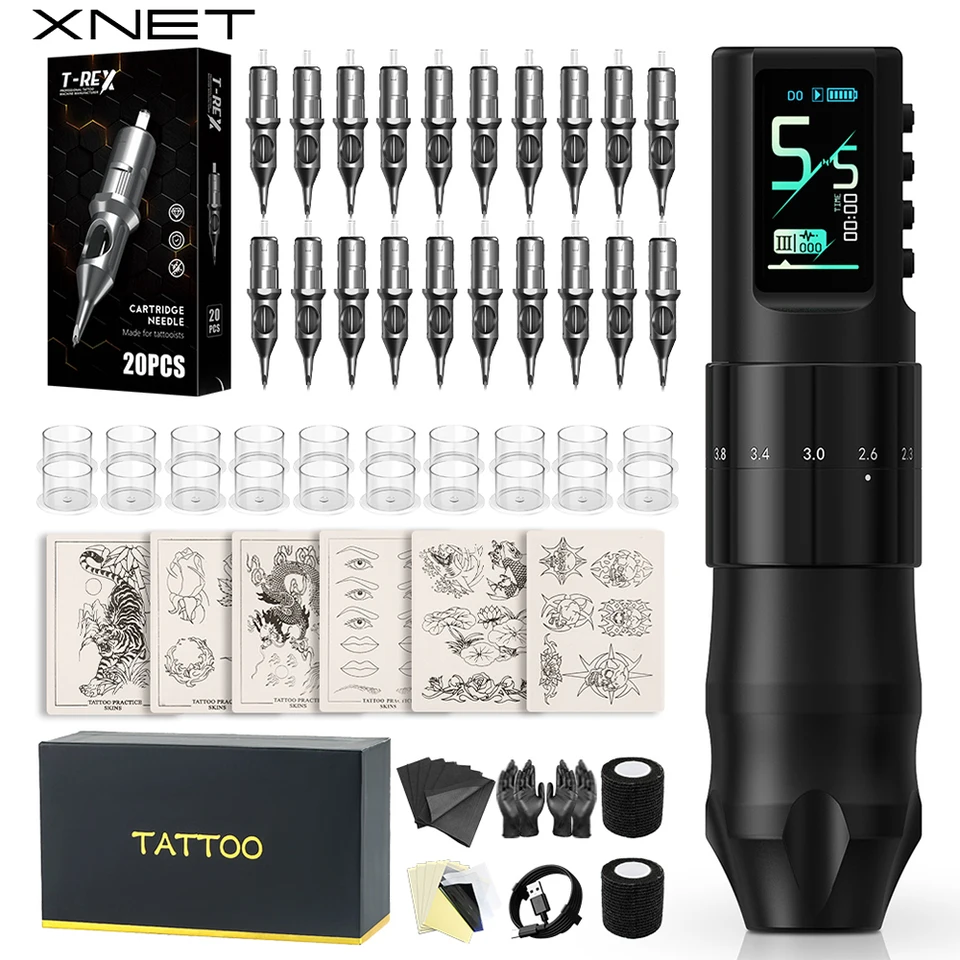 XNET Nebula Wireless Tattoo Machine Full Kit Custom Motor 1600mAh