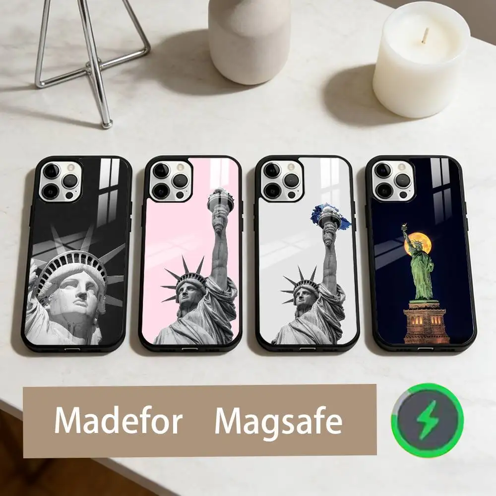 

S-State of Liberty New York Phone Case For iPhone17,16,15,14,13,12,11 Plus,Pro Max Magnetic For Magsafe Wireless Charging