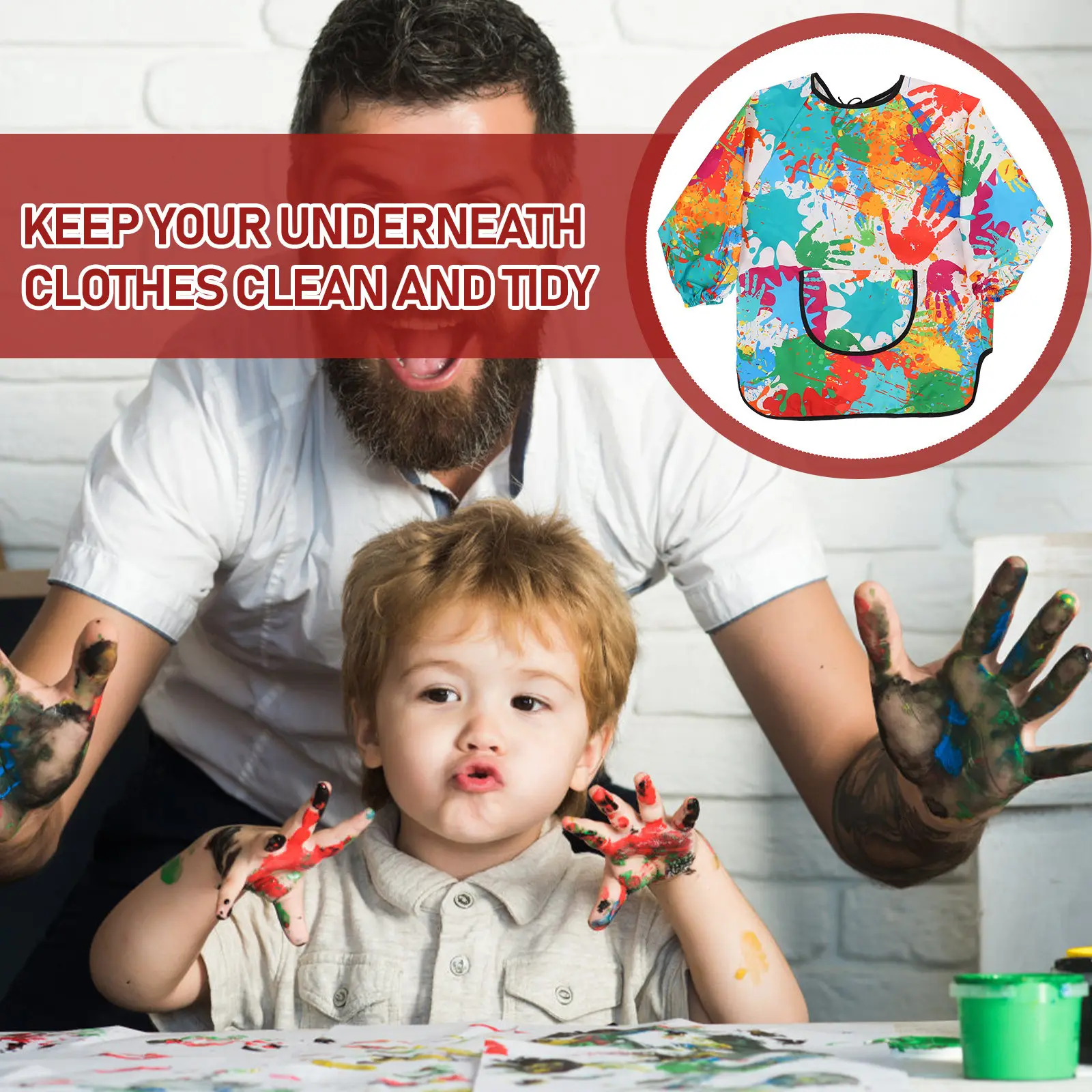 

Waterproof Painting Apron Kids Art Smock EVA Long Sleeves Bib Toddler Baby Clothes Protector Easy CleanReusable