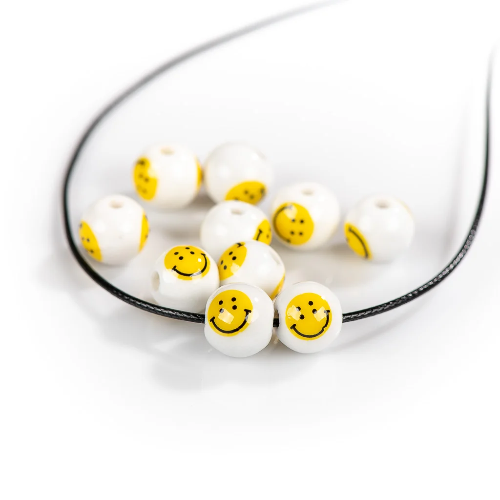 10#10pcs Punk Style Smiling Face High Temperature Exquisite High Quality Ceramic Beads Jewelry Making Accessories #MY267
