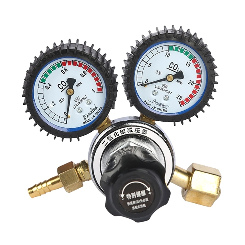 Double Gauge Carbon Dioxide Regulator Replacement Low Pressure Regulator Argon Gauges Gas Welding Pressure Relief for Va