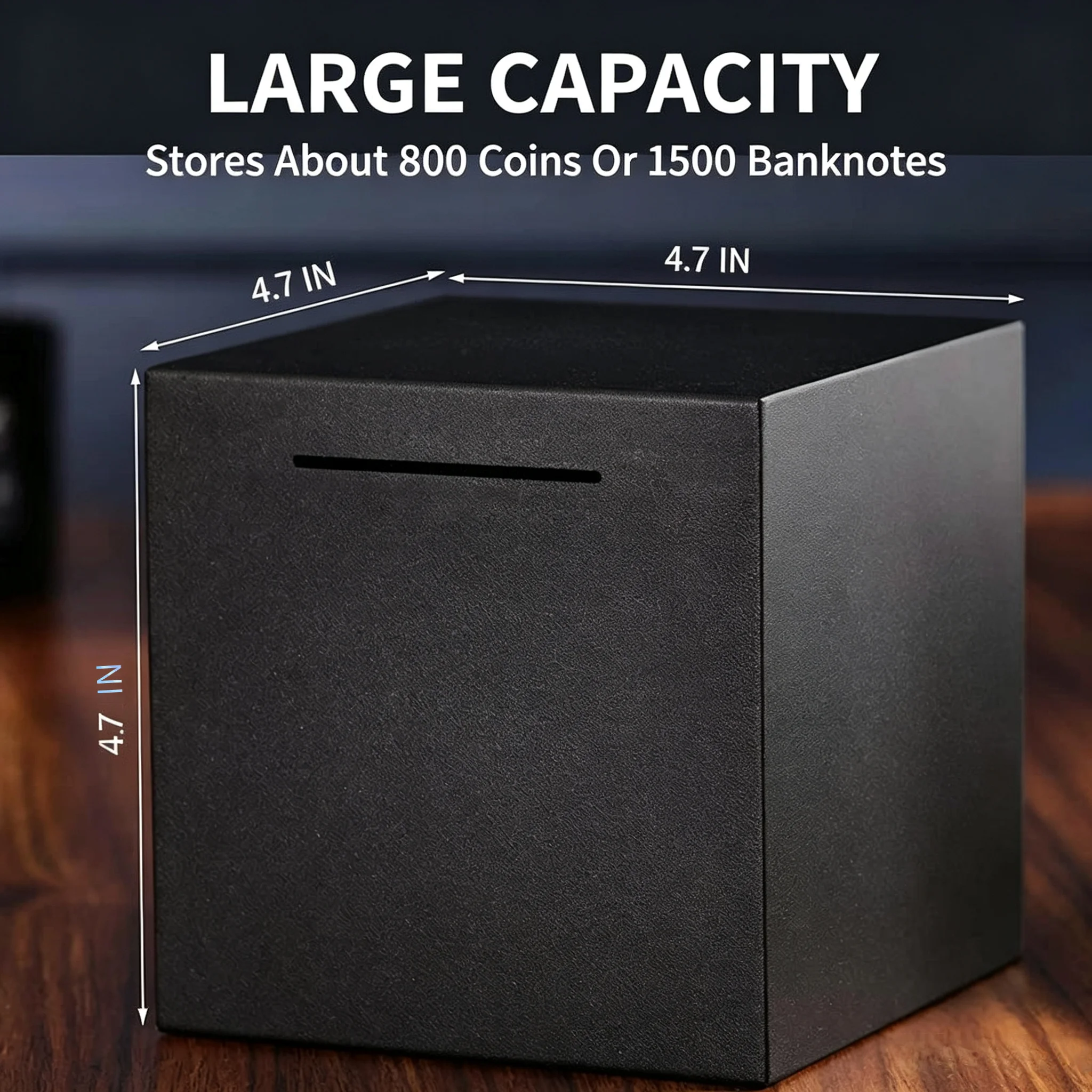 2026 New Black Stainless Steel Piggy Bank Must Break to Open Unopenable Anti-Fall Metal Saving Box for Adults Kids Cash Coin Emergency Budget Storage