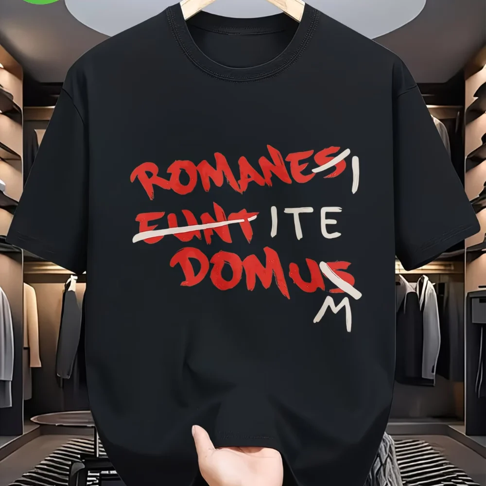 Camiseta Gráfica Masculina e Feminina Romanes Eunt Domus Design Algodão Verão Oversize Engraçada Streetwear Casual Moderna Solta