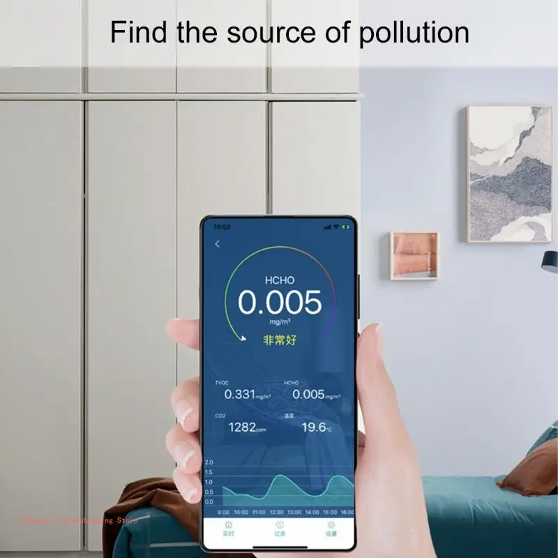 Air Quality Tester Phone APP Formaldehyde TVOC Carbon Dioxide CO2 Temperature Detector High Sensitive