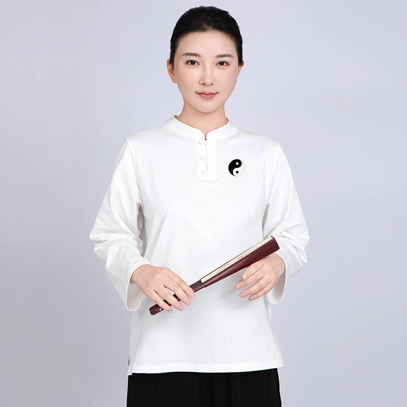 Tai Chi T-shirt Kung Fu Suit Chinese Traditional Martial Arts Uniform for Women and Men Ccotten Stretch Breathable for Summer