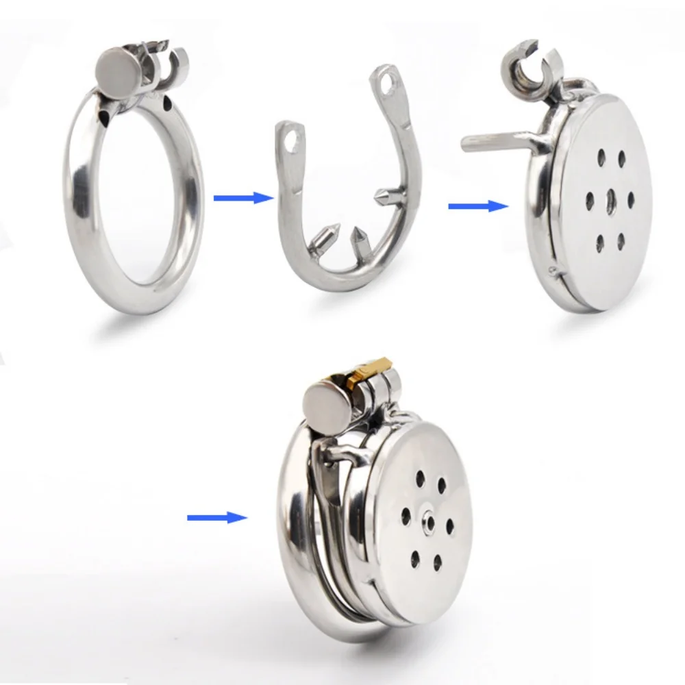 Male Slave Super Mini Chastity Cage Stainless Steel Chastity Device Penis Cage Cock Ring With Lock Sex Toys For Men 2 Size