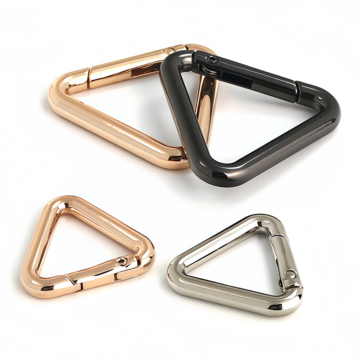 2 Stück Dreieck-Federriegel, zum Öffnen geeignet, O-Ring-Schnalle, für Lederhandtaschen, Gürtel, Riemen, zum Verbinden von Schlüsselringen, Anhängern, Schlüsselanhängern, Schnappverschluss, Clip – Detail 3