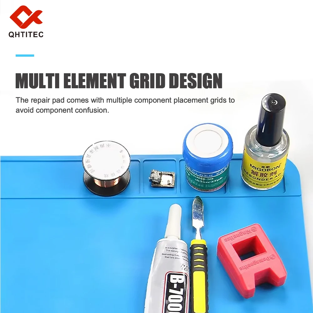 USA Warehouse Heat Resistant Silicone Soldering Mat Anti-static Insulation Work Pad For Phone Laptop Electronic Repair Maintenance Platform