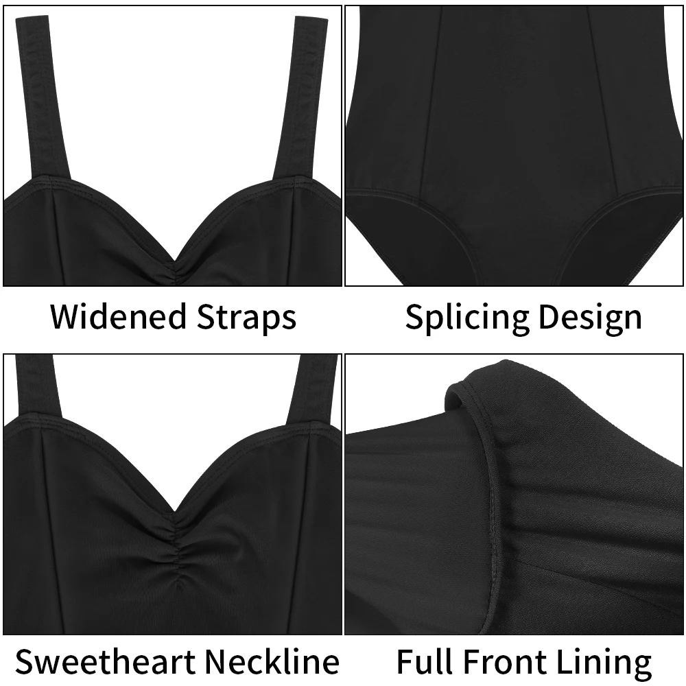 Women's Dance Ballet Leotard Turtleneck  Camisole Sleeve Leotard with Durable Snaps