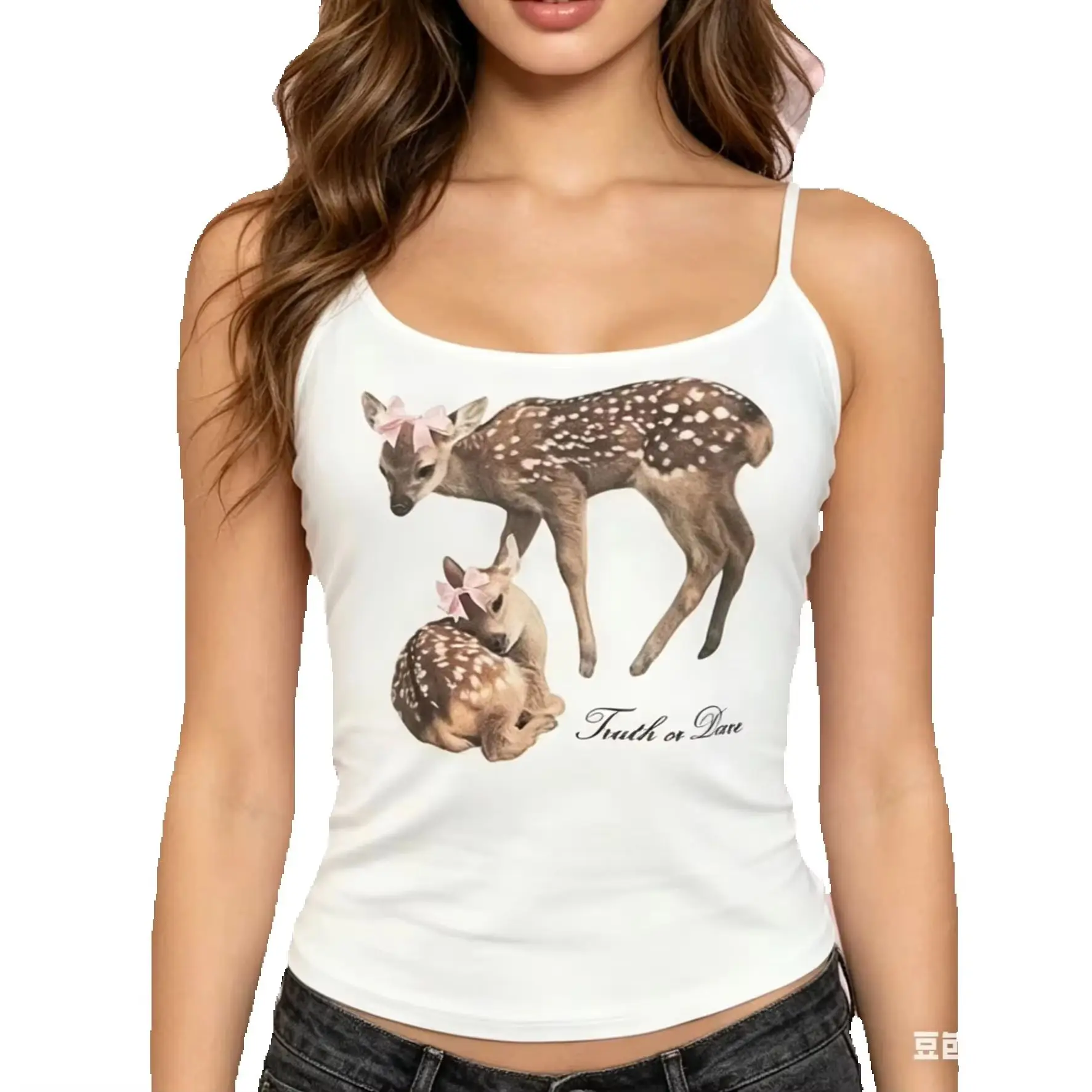 Women Cute Watercolor Kitten Cat Print Cami Tank Top Sleeveless Y2K Aesthetic Slim Casual Summer Streetwear Camisole Vest