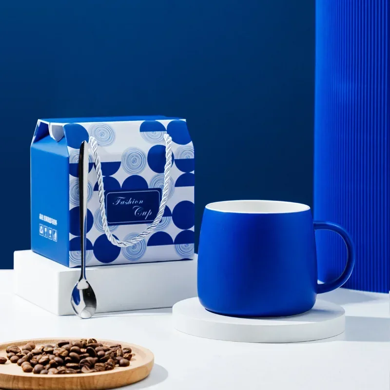 500ml Klein Blue Ceramic Mug Set Gift Box Breakfast Cup Teacup Drinking Utensils Ceramic Mug Handmade Mugs Coffee Cups Drinkware