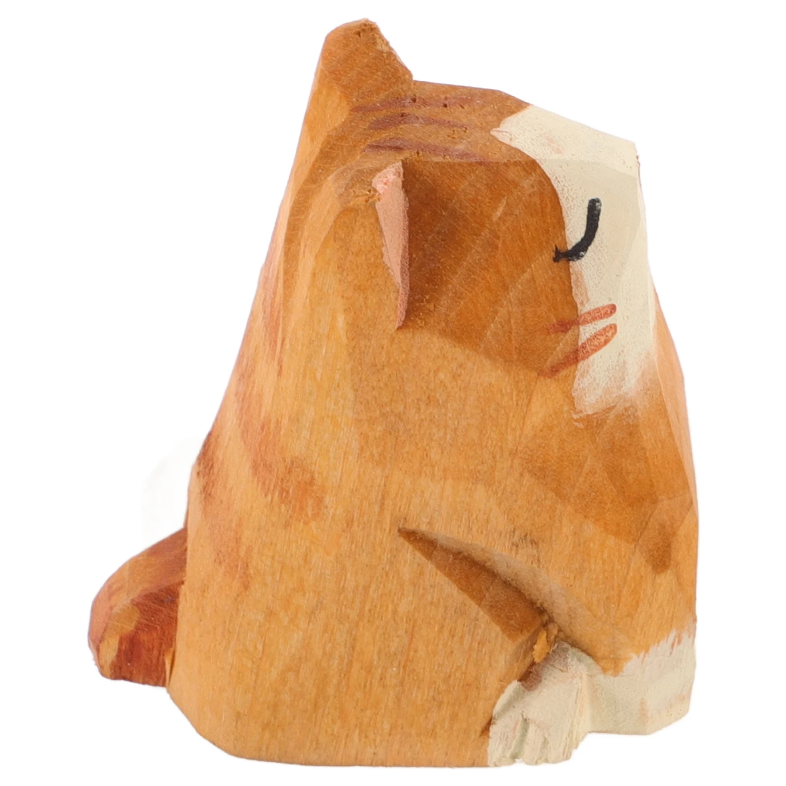 

Hand Carved Tsundere Cat Figurine Wooden Animal Ornament for Home Decor Wood Tabletop Statues Gift Garden Accessories