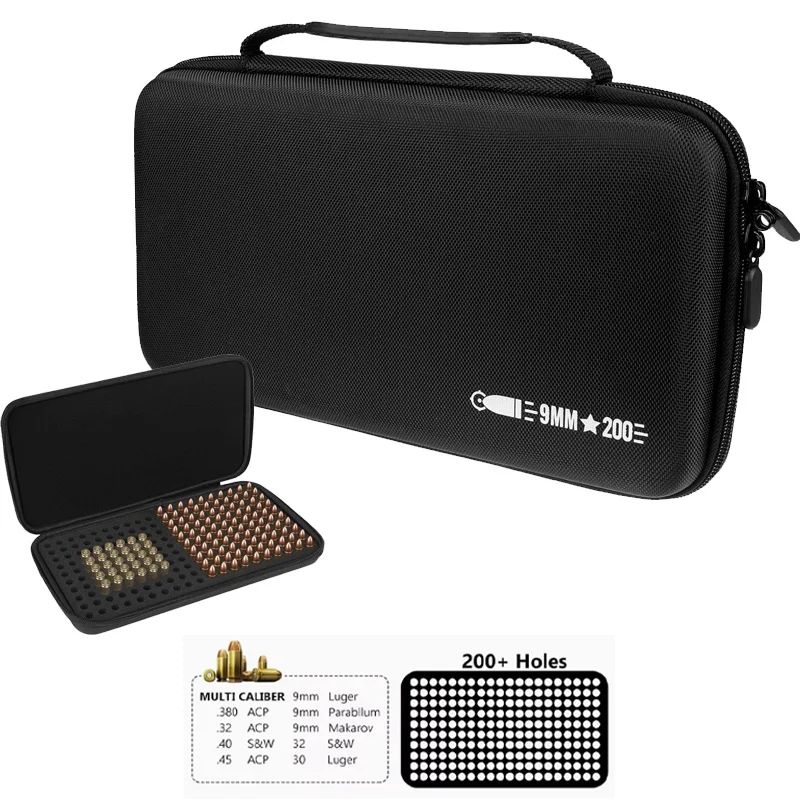 200 Rounds Pouch Storing Box of 9Mm, .22Lr, And.223Cal/5.56Mm,Safe Storage Box,Large Capacity Pouch,Designed for Hunting