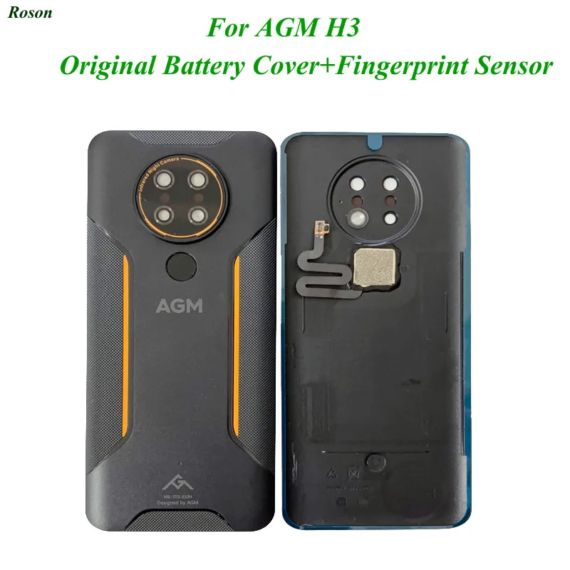 Original Battery Cover For AGM H3 Cell Phone Back Battery Housings Dock Case Cover With Fingerprint Sensor Button Camera Lens