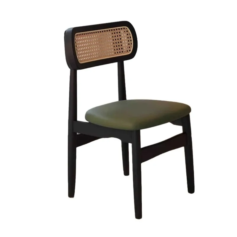 

Dining table chairs, solid wood dining chairs, household casual rattan chairs