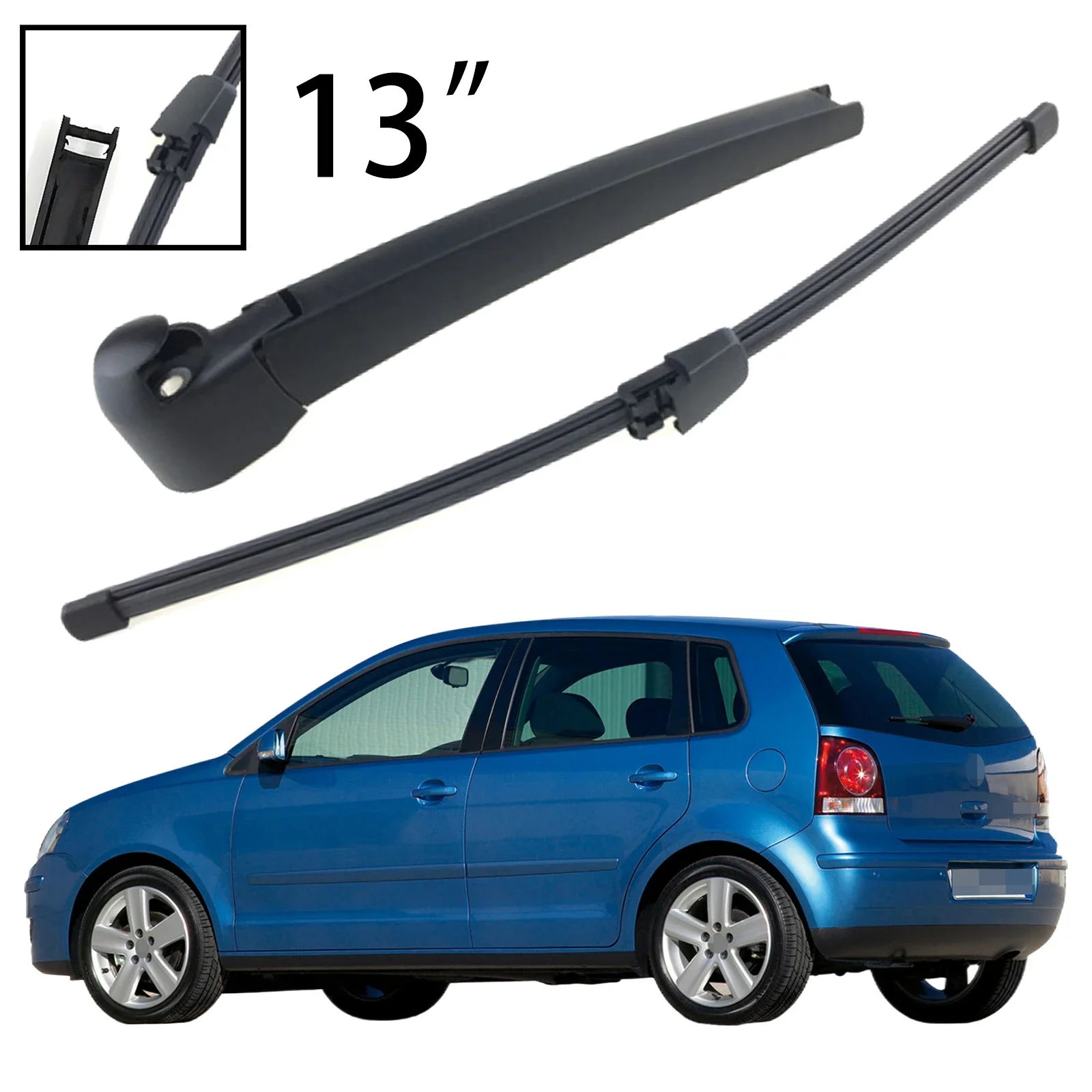 

13" Rear Windshield Windscreen Washer Wiper Arm Blade Set For VW Polo MK4 9N3 2002-2009 Car Accessories Accsesories