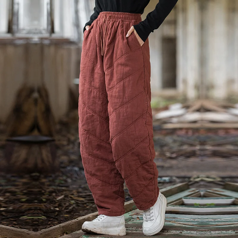 Women  Baggy Cargo Ethnic Vintage Elastic High Waist Loose Long Cotton Line Oversize  Trousers Wide Leg Clothes  Large Size