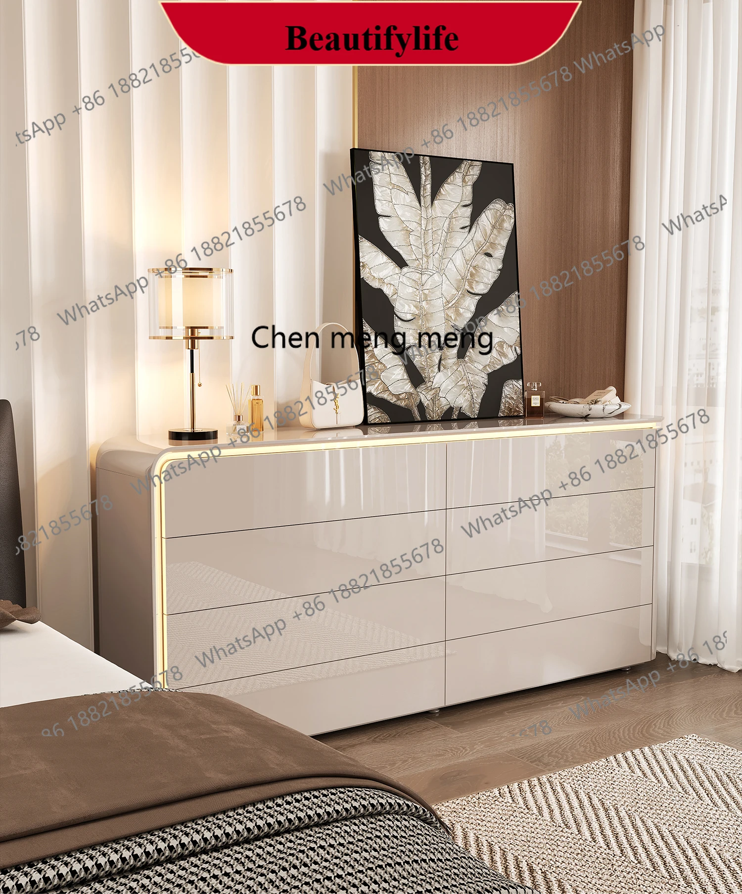 

D178 Итальянский легкий роскошный напольный шкаф для ювелирных изделий, высококачественный шкаф с восемью ведрами, прикроватный шкаф для спальни