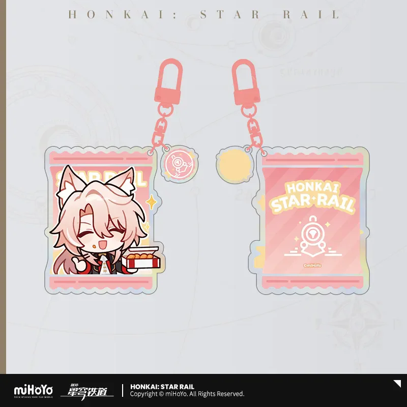 miHoYo Official Game Honkai Star Rail Q-version Acrylic Pendant Jiao qiu Feixiao Moze Anime Keychain Accessory Cosplay Xmas Gift