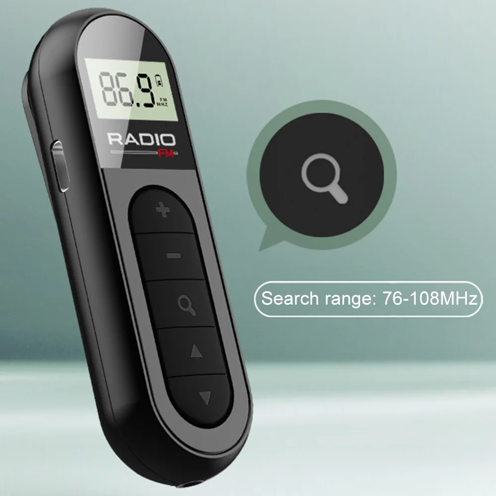 Mini rádio fm de bolso recarregável walkman rádio com luz de fundo display lcd 3.5mm fone de ouvido jack para conferência guia turístico corrida