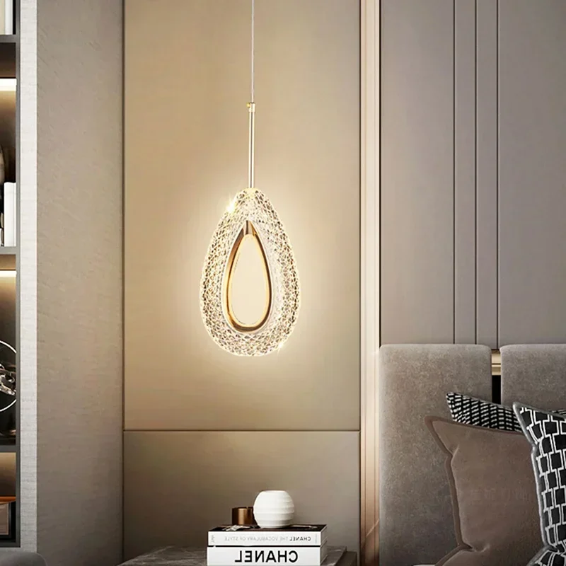 Nordic Luxury Crystal Chandelier Bedhead Restaurant Dining Table High End LED Pendant Lamp Home Interior Decor Hanging Lighting