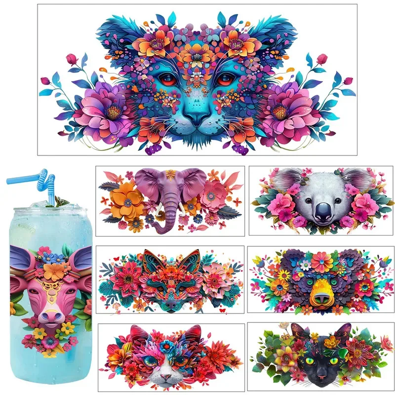 Jungle Beasts Fox Bobcat Waterproof UV Sticker Party DIY Decals 3D transfers uvdtf tumbler seal stickers 16oz uv dtf cup wraps