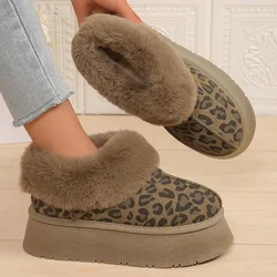 Leopardo Donna Pelliccia Piattaforma Appartamenti Stivaletti da neve Scarpe casual Inverno 2025 Nuova tendenza Breve peluche Sneaker Scarpe sportive Botas Mujer