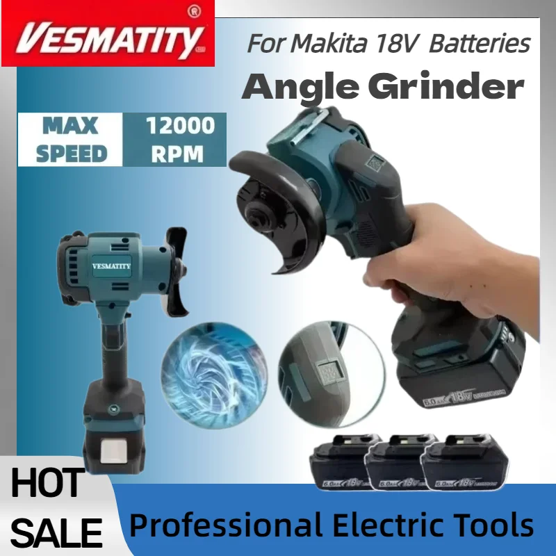 Digital Display Mini Angle Grinder, Portable Polishing Grinding & Cutting Power Tools  For Makita Battery