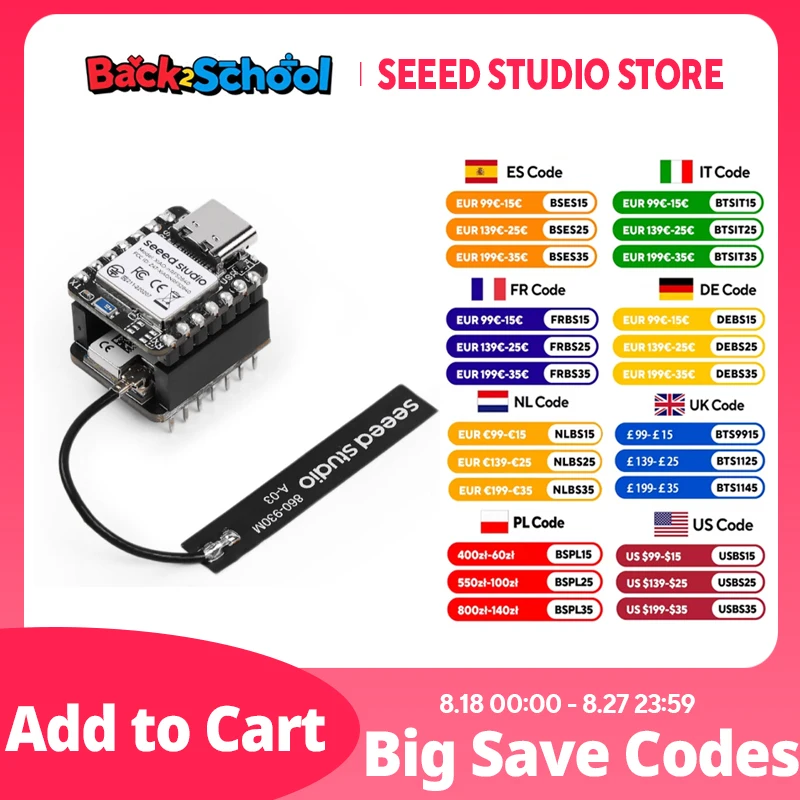 

XIAO nRF52840 & Wio-SX1262 Kit for Meshtastic
