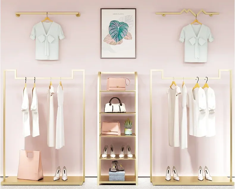 

Floor-standing display rack of clothing store Nordic clothing rack