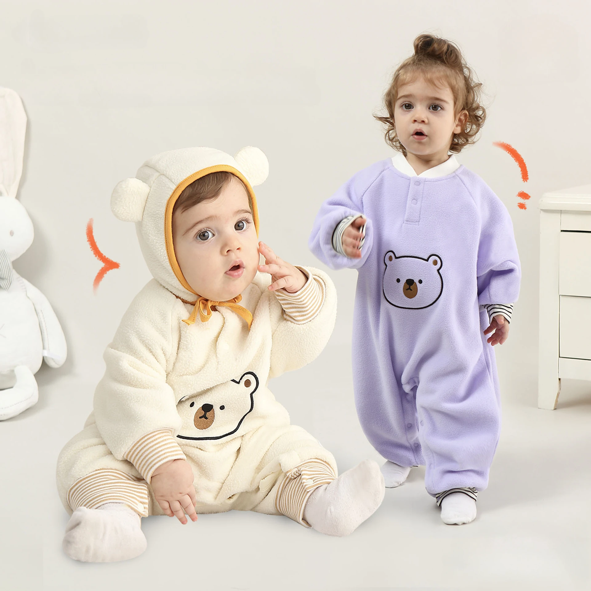 Dieren Beer Baby Jumpsuit Fleece Baby Kleding Kruipen Pak Pasgeboren Deken Slaper Winter Warme Jas Kinderen Pyjama