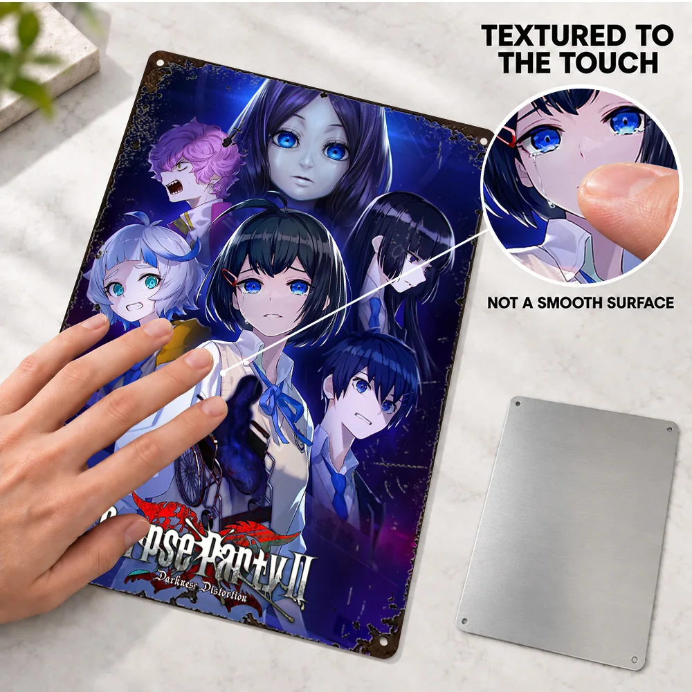 Corpse Party II Darkness Distortion Printed Poster Customized Aluminum Metal Sign Anime Illustration Wall Art For Home Office