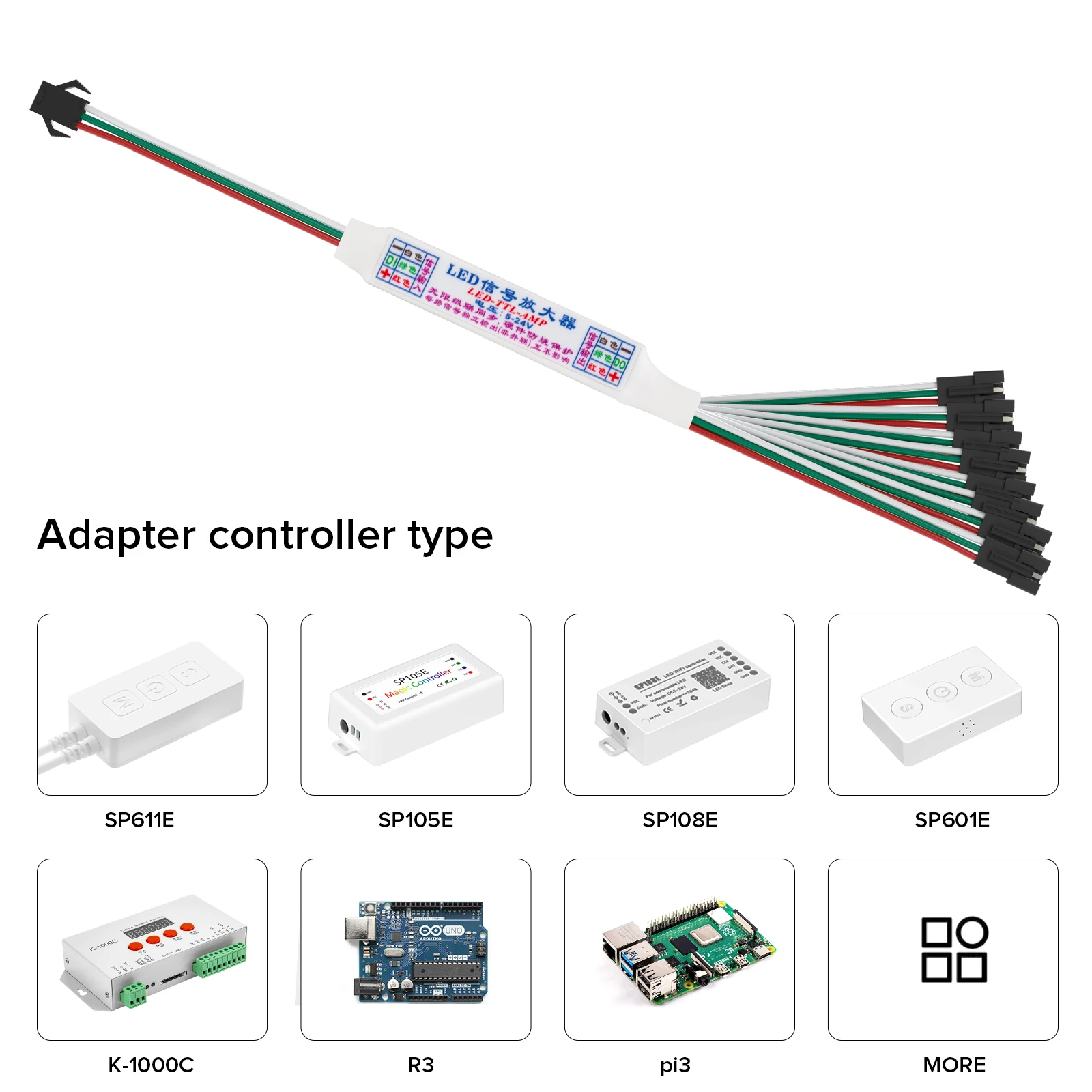 Mini TTL Signal Amplifier Repeater for WS2812B WS2811 16703 SK6812 3Pin RGBIC Addressable LED Strip String Module 1 TO 4/8 5-24V