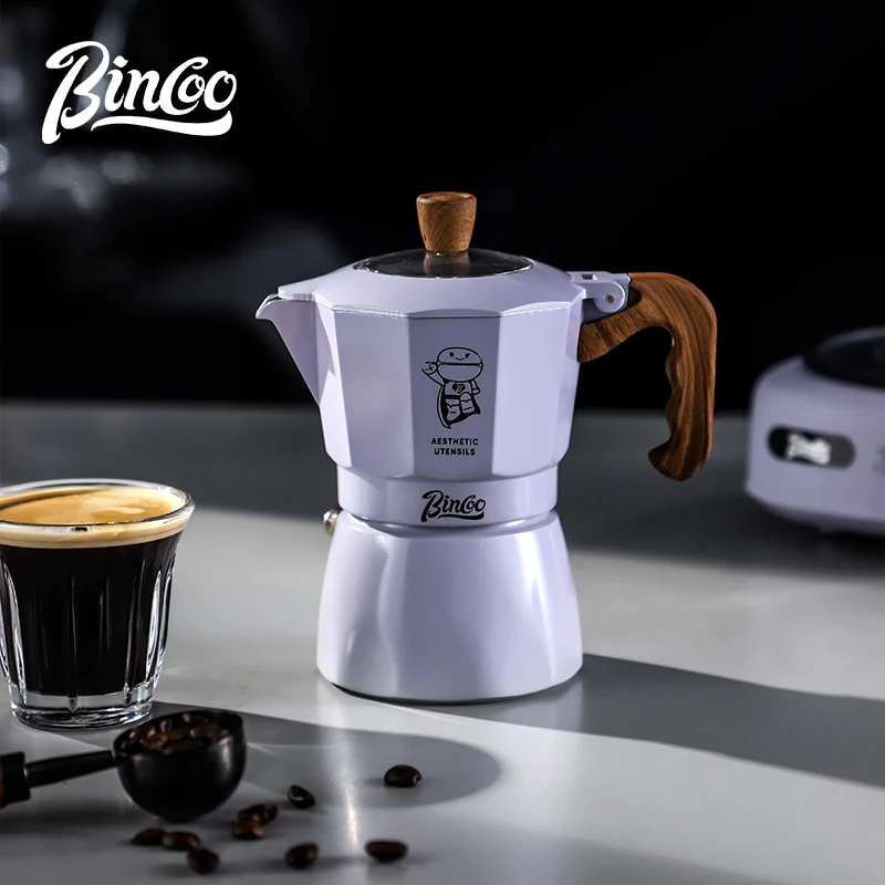 

Bincoo Double Valve Pressurized Moka Pot for 2 People Espresso Pot Electric Ceramic Stove Heating Base 220V Home Coffee Tools