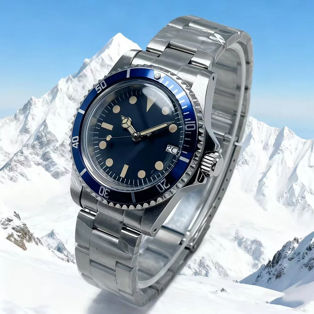 

Китайский автоматический механизм NH35, 39,5 мм, модный и ретро-корпус, куполообразные акриловые мужские наручные часы, алюминиевая рама