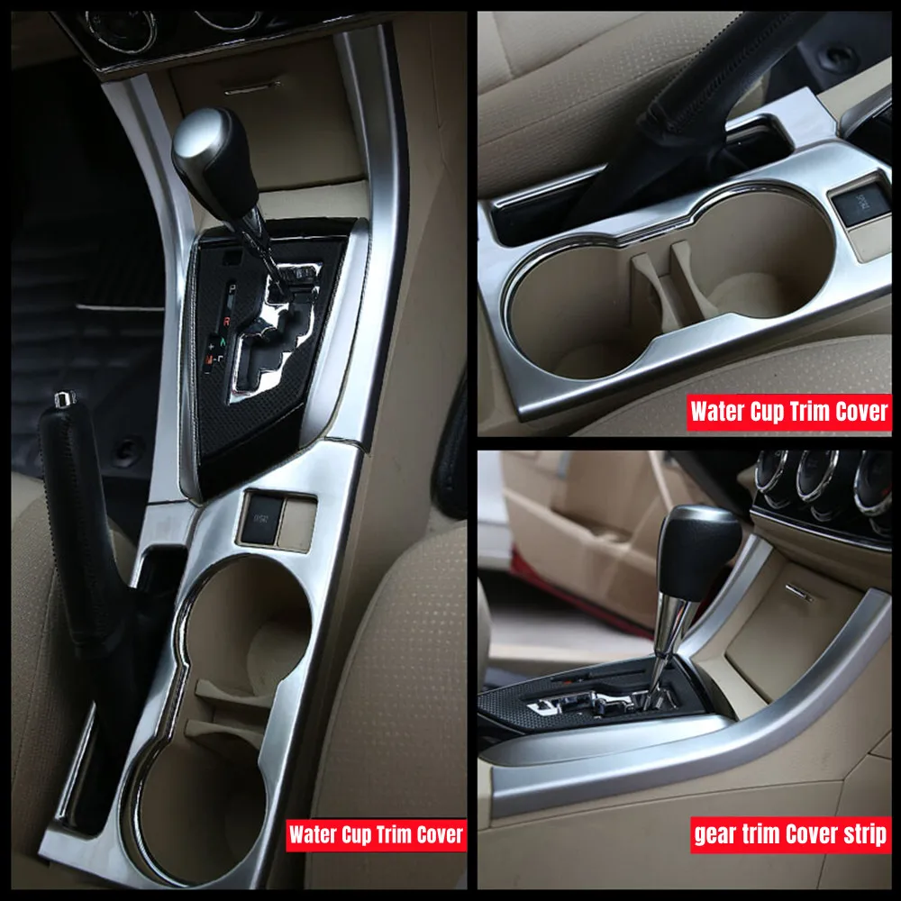 Interior Decoration Front Water Cup Holder Frame Trim Cover Stickers For Toyota Corolla E170 2014 2015 2016 2017 ABS Car Styling