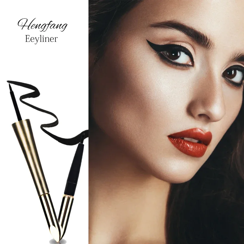 Hengfang Eyeliner liquido professionale Trucco Eyeliner dorato a doppia estremità Make Up Matita per occhi impermeabile a lunga durata TSLM1