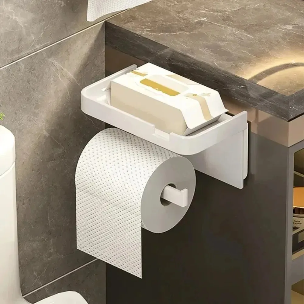 Toilet Paper Holder, Plastic Storage Rack, Kitchen Towel Rack, Bathroom Wall Mount, Paper Towel Roll, Phone Organizer